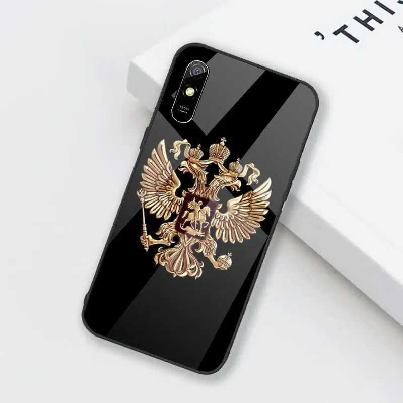 

Russia flag Emblem Phone Case Tempered glass For xiaomi Redmi 4X 5 6 6A 8 8SE MIX 2 2S Note 3 4 5 6 7 PLUS PRO