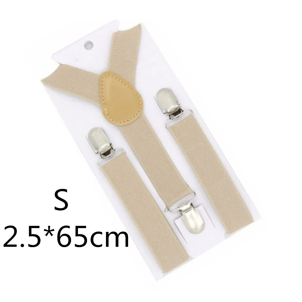 Beige-65cm Однотонные подтяжки унисекс для детей и взрослых, для мужчин, женщин, мальчиков и девочек, эластичные регулируемые детские аксессуары-скобы, 5 размеров, для родителей и детей - Цвет: Beige-65cm