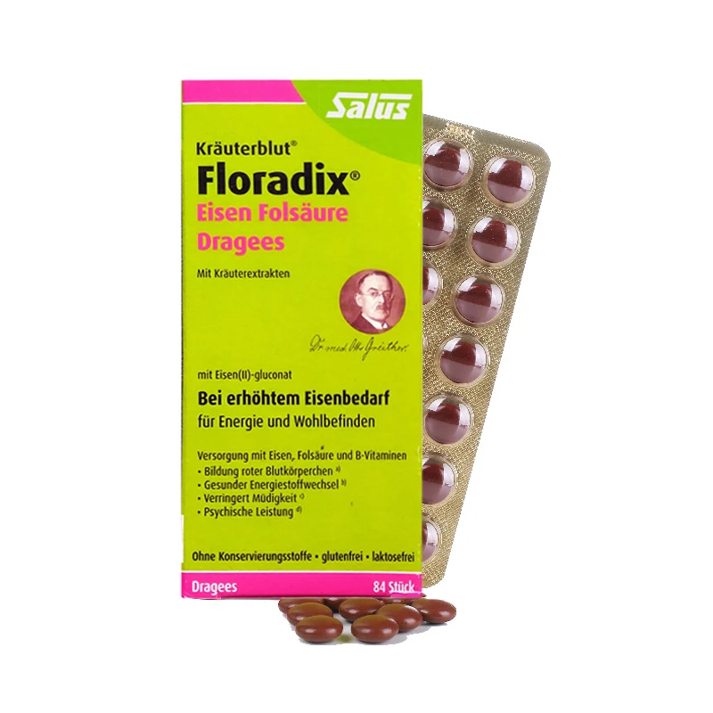Германия Floradix железная витамина VC добавка 84 таблетки женское иммунное здоровье