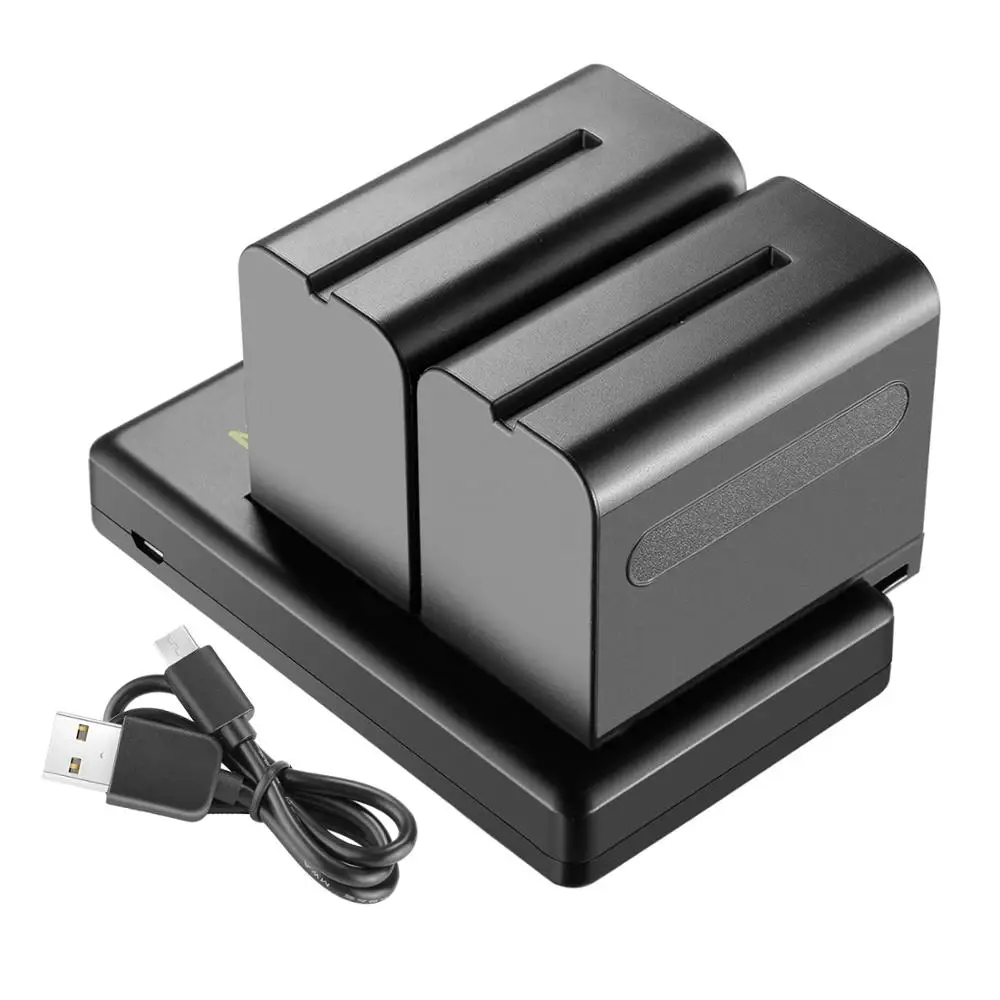 Neewer 2 Pack 6600mAh литий ионная запасная батарея с USB зарядным устройством для Sony NP F550 570