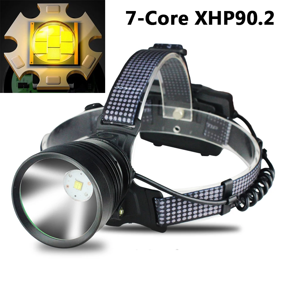 

Налобный фонарь Xhp90.2, светодиодный, 7 ядер, 7800 мАч, 3 аккумулятора 18650