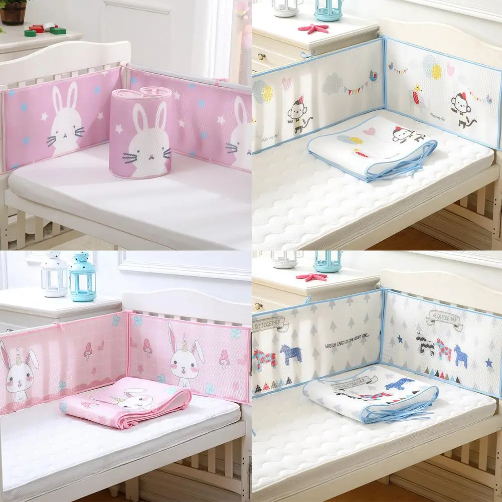 

Crib Bumper Baby Airflow Mesh Liner Design Lyocell Fiber Breathable Summer Cot Bumper 3D Cartoon Patterns Loved By Baby