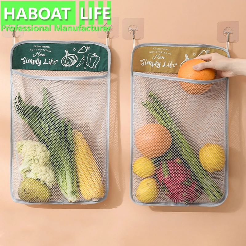 

Hangable Garlic Pocket Hanging Bag Kitchen Organizer Ginger Garlic Fruit Vegetable Storage Net Bag H