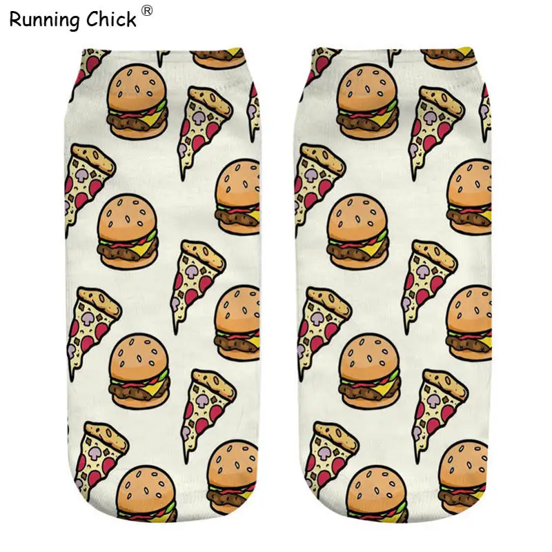 Бег цыпленок гамбургер пицца цифровая по косточку Носки женские 2018