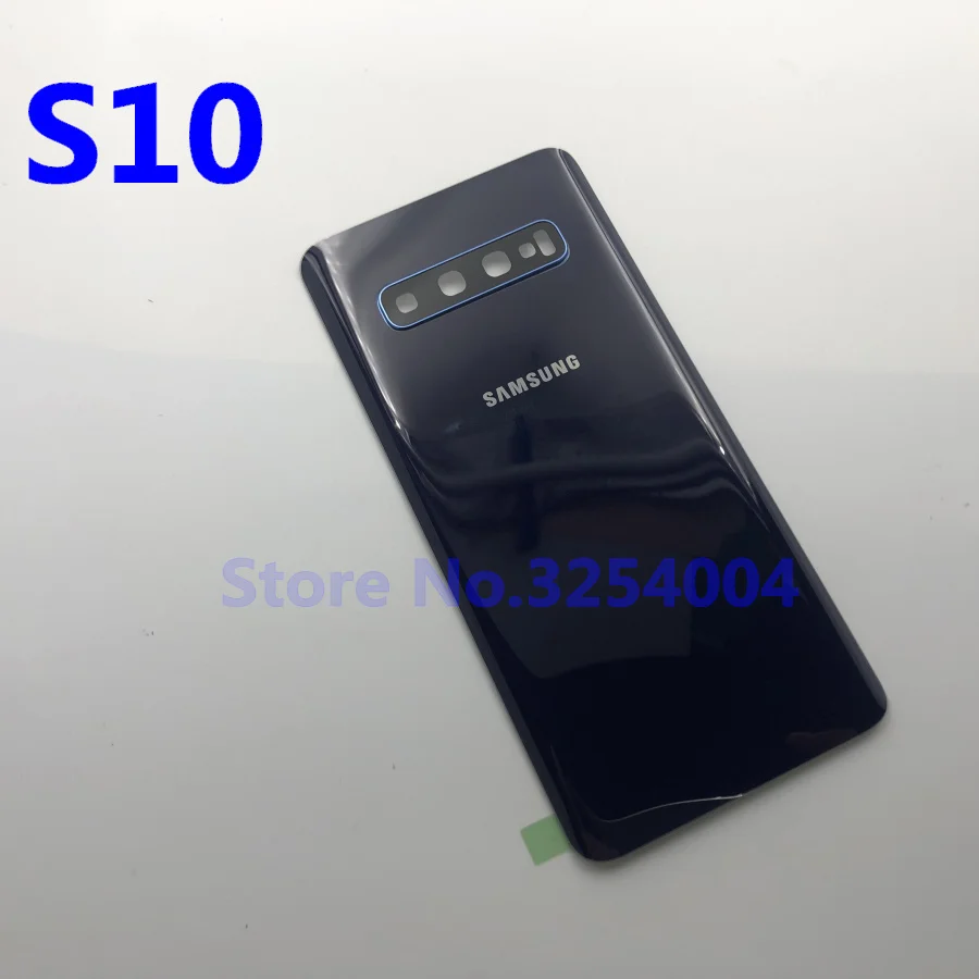 Запасное стекло для samsung Galaxy S10 S10e S10 Plus S10+ крышка для батареи задняя дверь корпус чехол для камеры стеклянная рамка для объектива - Цвет: S10 blue