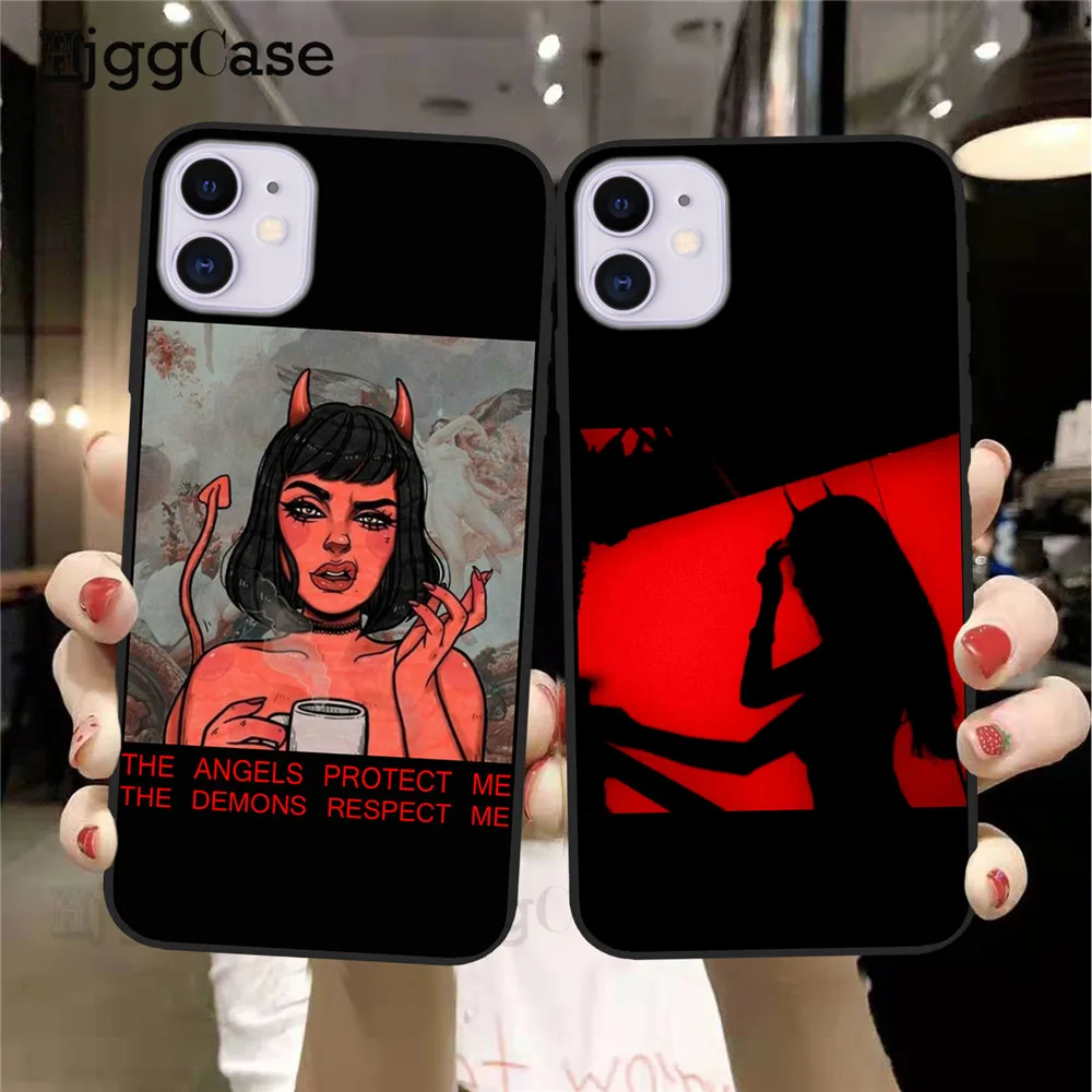 

THE ANGELS PROTECT ME THE DEMONS RESPECT ME Phone Case For iPhones 11 6 6s 7 8 Plus X XR XS 12 Mini Pro Max SE 2020 Cover Shell
