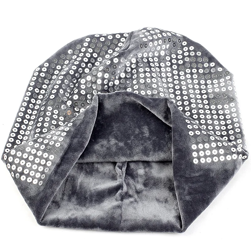 Geebro весенне-зимняя плотная бархатная шапка ручной работы с блестками для