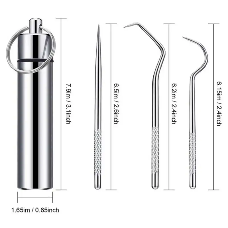 

Stainless Steel Toothpick Set Metal Flossing Tools With Portable Toothpick Holder Outdoor Household Travel Seal Storage