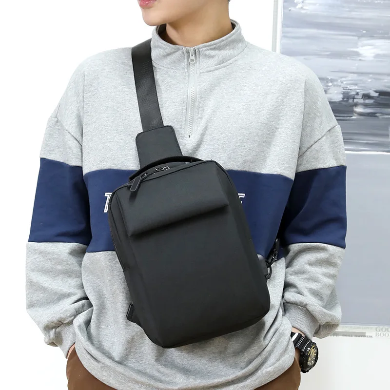 

New Cool Nylon Crossbody Bag Men Quality USB Charging Men Chest Bag Waterproof Travel Shoulder Bag Men Causal Men Messenger Bag