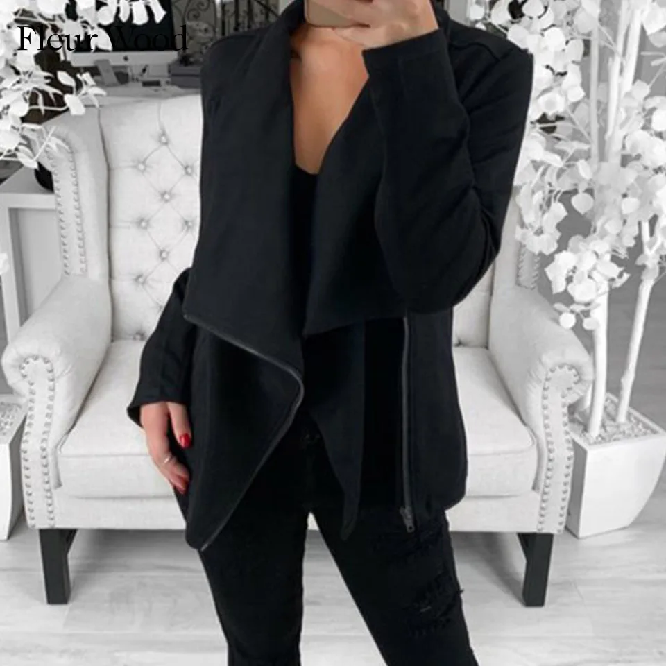 

Fleur Wood Women Sweatshirts Solid Zipper Casual Autumn Winter Harajuku Long Sleeve Female Casual Ladies Plus Size Women Tops