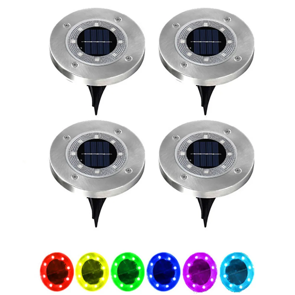 8 светодиосветодиодный уличный светильник на солнечной батарее изменение RGB