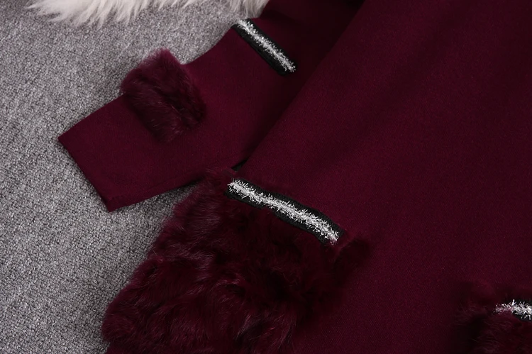 ALPHALMODA Зимний меховой свитер, платье с меховым карманом, пуловер с длинными рукавами, женское модное трикотажное платье
