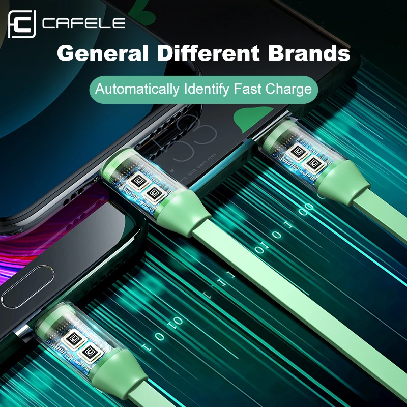 Cafele 3 in 1 Usb Type C Cable 100W Fast Charge Cable Phone Charger Cable Retractable For iPhone 14 13 12 Pro Max Xiaomi Realme