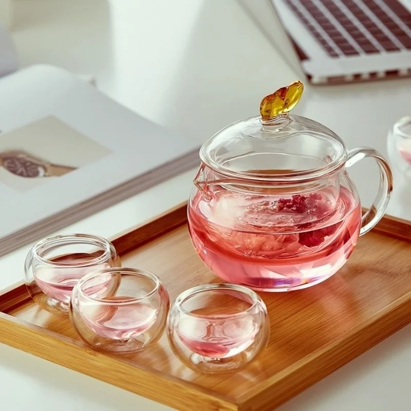 Прозрачный термостойкий стеклянный чайник 450-550 мл кувшин с заварником для кофе