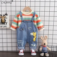 toddler boys clothes kids autumn striped tops denim overalls birthday clothes boys outfits sport suit children clothing set