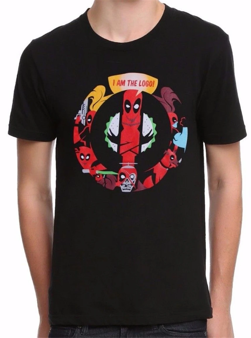 Марвел Дэдпул корпус с минимальным логотипом Антоний розадовски Черная Футболка