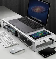 dropshipping 4 port usb hub and wireless charge with pc monitorlaptoptablet stand design