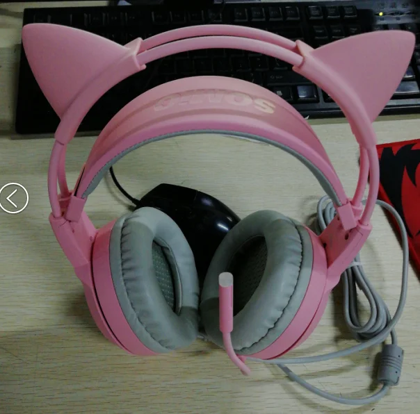 SOMIC G951S розовые наушники с кошачьими ушками с шумоподавлением Проводная игровая гарнитура Вибрация 3,5 мм гарнитура с микрофоном для ПК