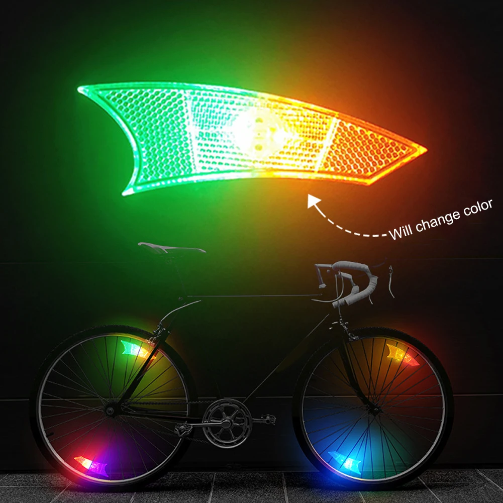 

Двухсторонний СВЕТОДИОДНЫЙ фонарь для велосипедных колес, цветные предупреждающие лампы для горных велосипедов, s Светоотражающая лампа с сигналом в шинах, велосипедные аксессуары
