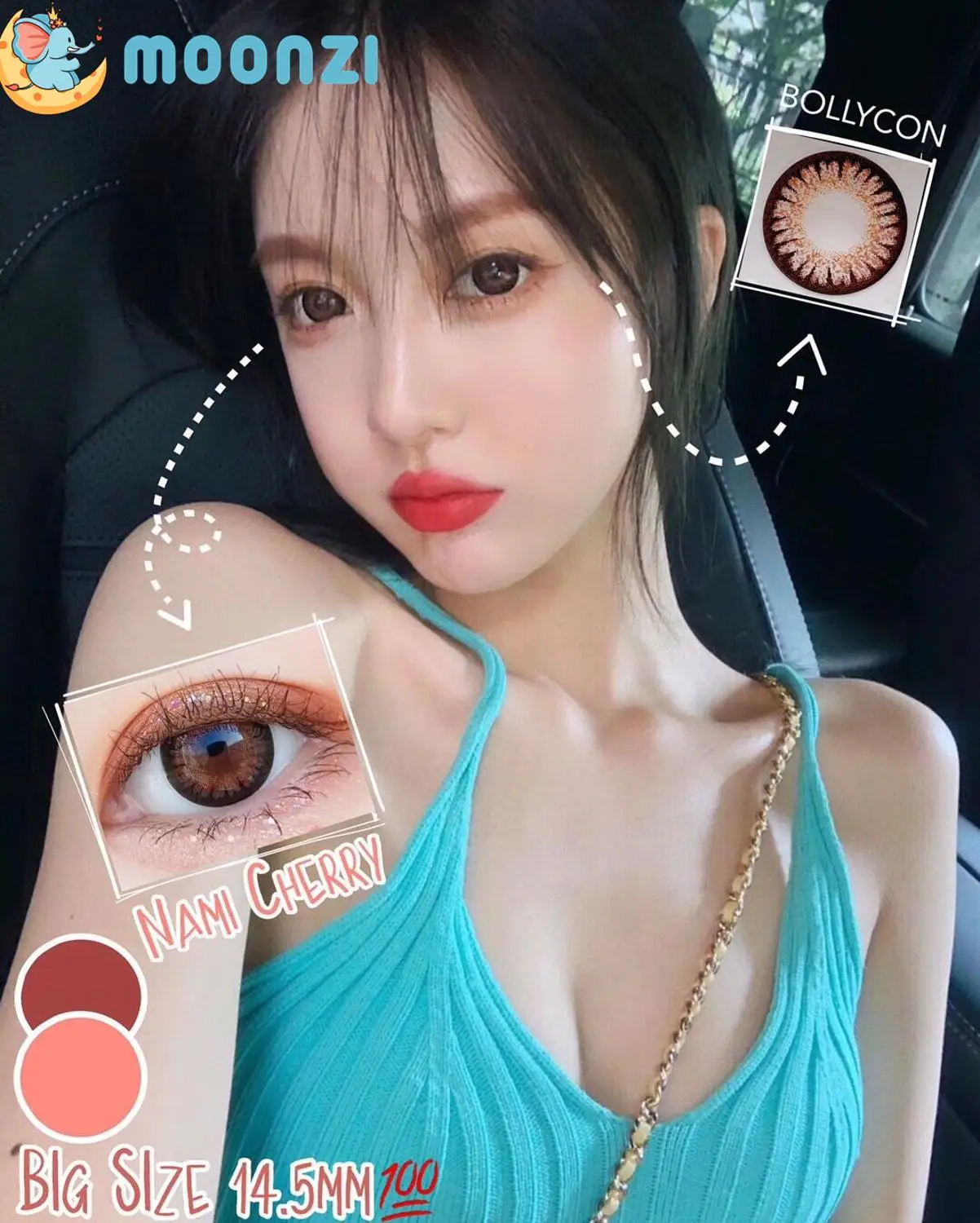 moonzi natural contact lens cherry red big beautiful pupil colored contact lenses for eyes yearly 2pcspair myopia prescription free global shipping