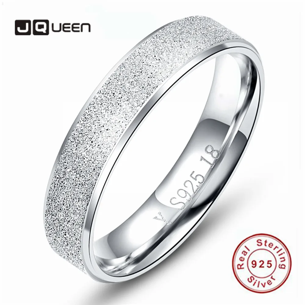 Кольцо JQUEEN из серебра 5 мм с матовой поверхностью 925 пробы для свадьбы и