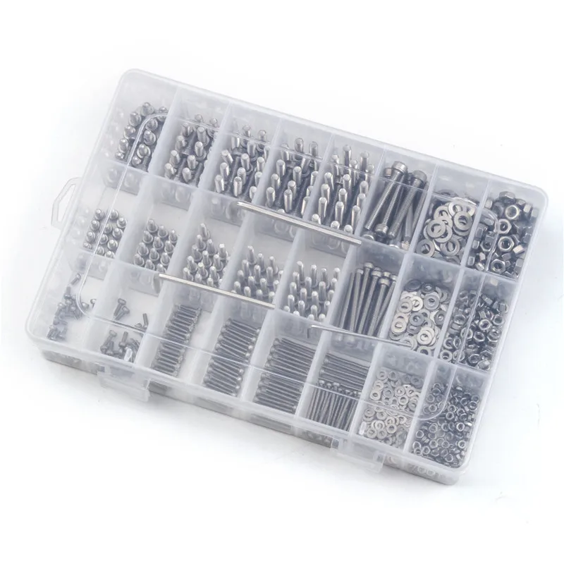 

1080PCS M2/M3/M4 Stainless Steel Fastener Hardware Hexagon Socket Head Cap Screws Flat Washer with 3PCS Nuts Wrench Kit