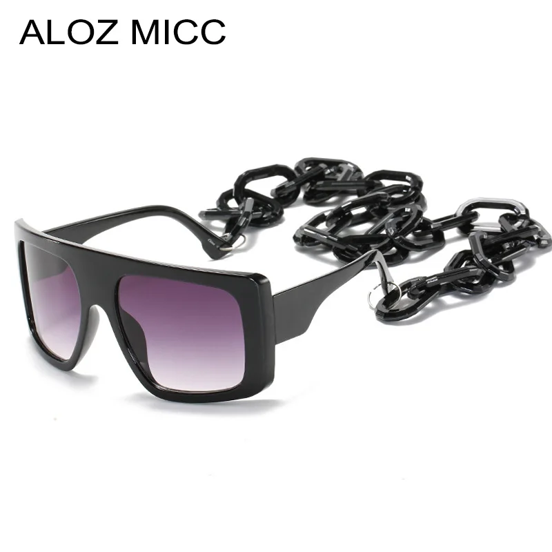 

ALOZ MICC Fashion Square Sunglasses Women Vintage Steampunk Goggle Unique Chain Sun Glasses Female Shades UV400 Oculos Q826