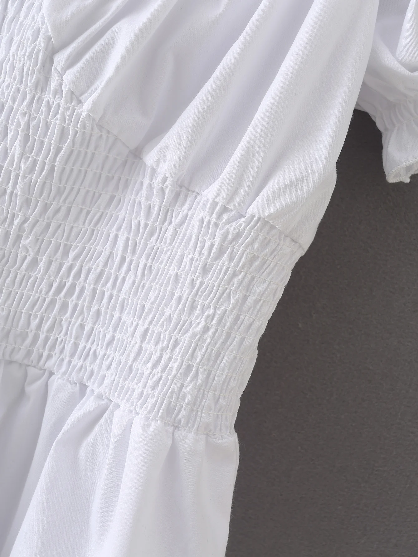 

2021 new fashion casual women's clothing White neckline white puff sleeve dress