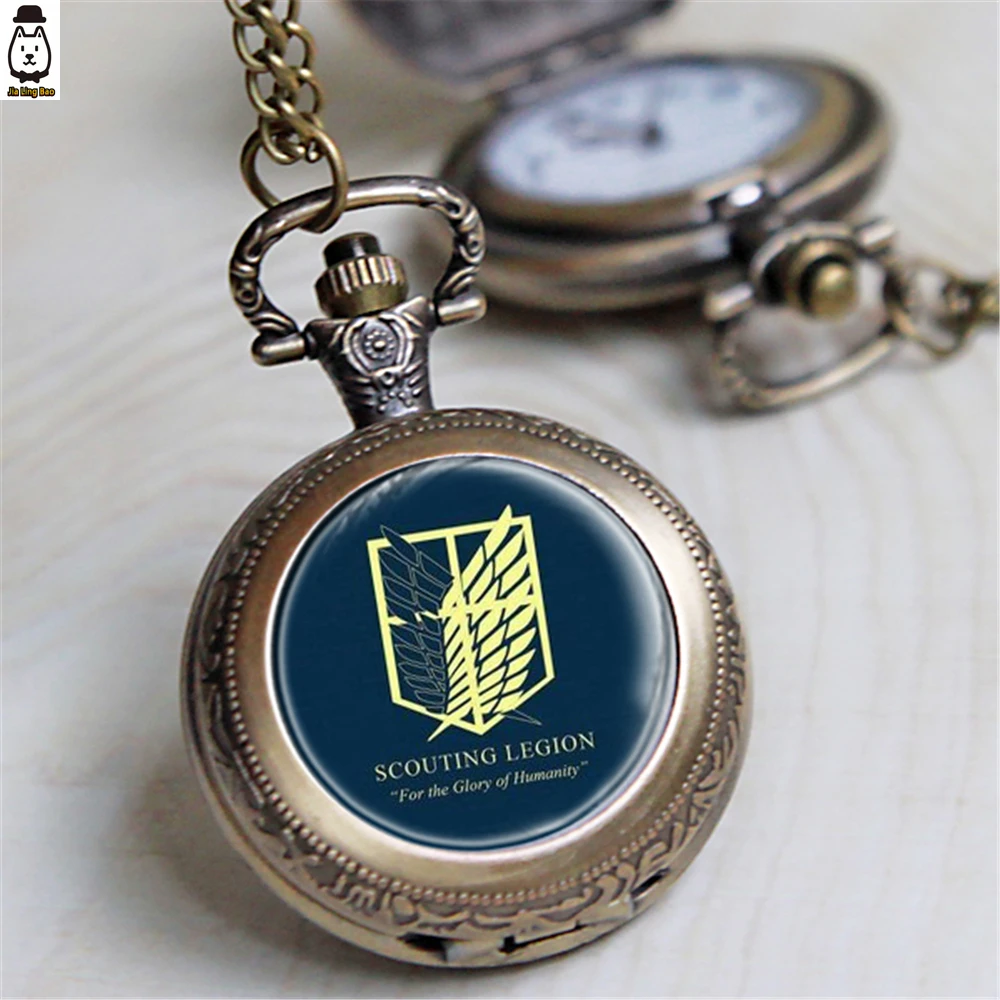 

Attack On Titan Anime Accessories Retro Flip Pocket Watch Necklace Cosplay Levi Figure Collection Gifts For Girls