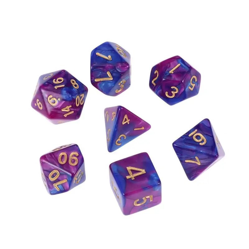 7pcs Digital Dice Polyhedral Dices Number Game Purple Blue Set For MTG RPG Table Playing | Спорт и развлечения