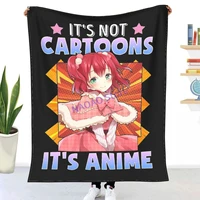 red hair blue girl just girl who loves anime and music art throw blanket sheets on the bed blanket on the sofa decorative