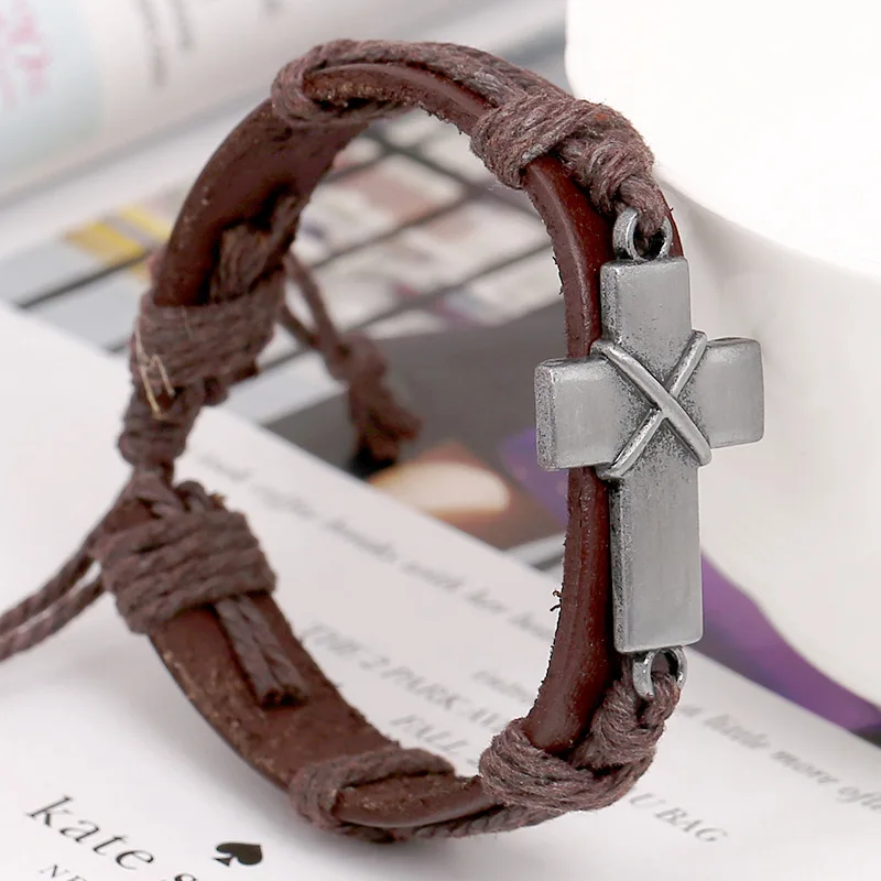 

Bracelet Bracelets On Hand Creative Cross Bracelet Jewelry Hand Decoration Accessories Cowhide Hand Women's Hand Bracelets Men's