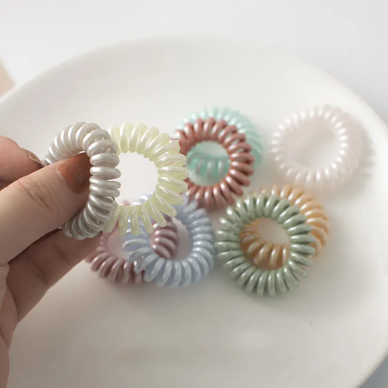 

3pcs Shiny Phone Cord Hair Tie Elastic Hair Band Shiny Spiral Cord Stretch Rubber Band Korean Style Headwear Hair Accessories