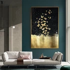 Абстрактный золотой бабочкой Танцы в Картина на холсте с изображением неба настенные картины для Гостиная домашний Декор (без рамки)