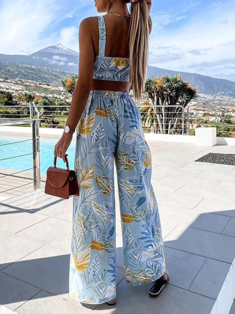 

Summer sweet new fashion comfortable 2021 new vest pants print suit women's clothing temperament commuting