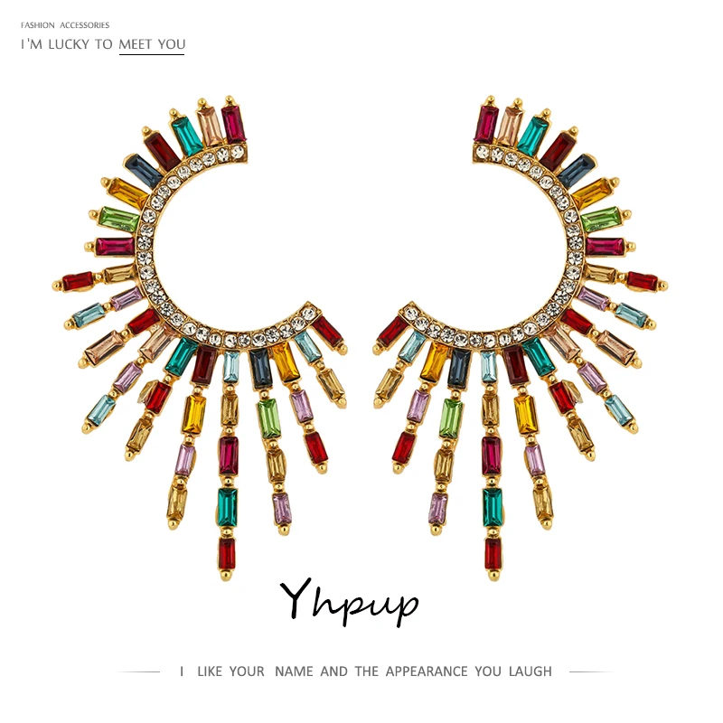 Серьги-гвоздики Yhpup с кристаллами женские брендовые Роскошные легкие