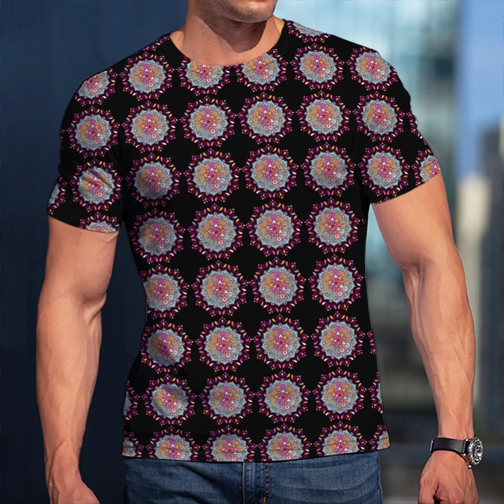 

Футболка в стиле аниме с коротким рукавом, модная летняя дышащая Повседневная футболка в стиле Харадзюку, с цветочным принтом, в подарок бой...