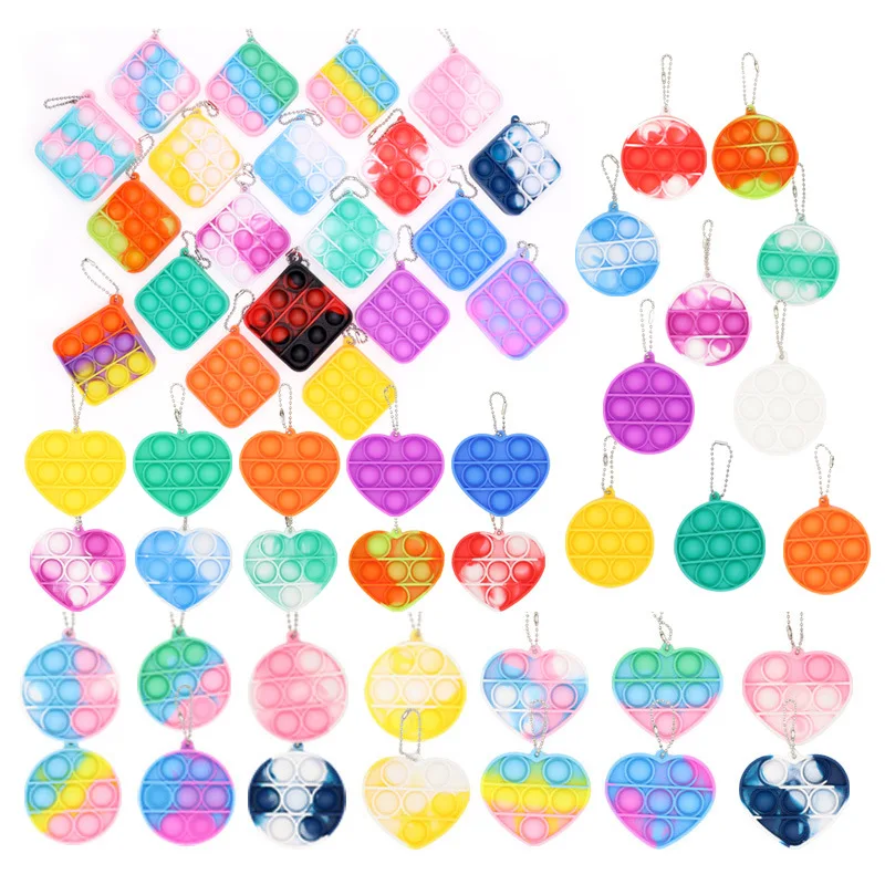 

4Pcs Cute Pop It keychain Key Ring Charm Push Bubble Fidget Mini Keychain Pops Reliver Stress Toys Push Bubble Sensory Pop Popit