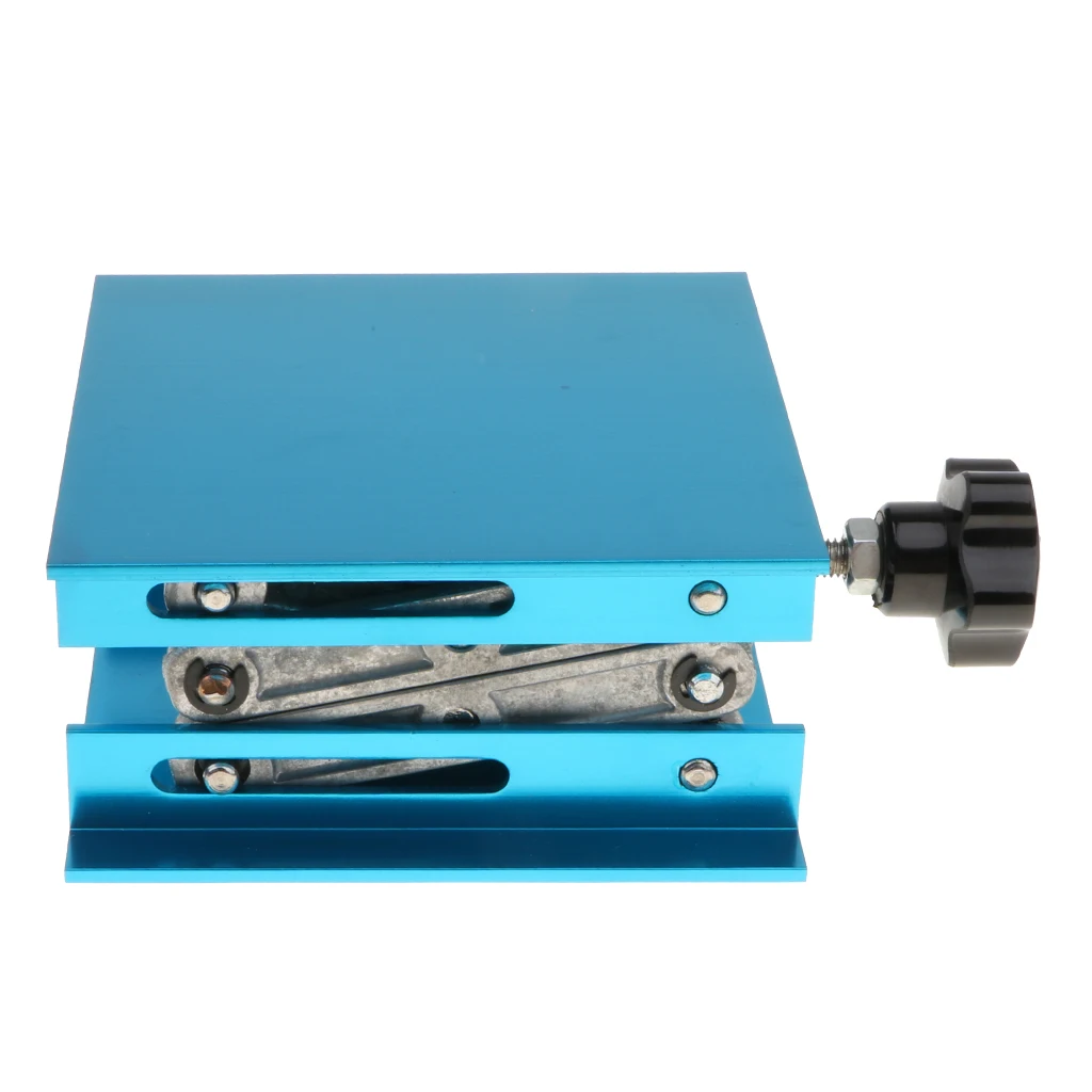 

2Pcs Aluminium Lab Jack Scissor Stand Platform, Physics Equipment Supplies, Blue