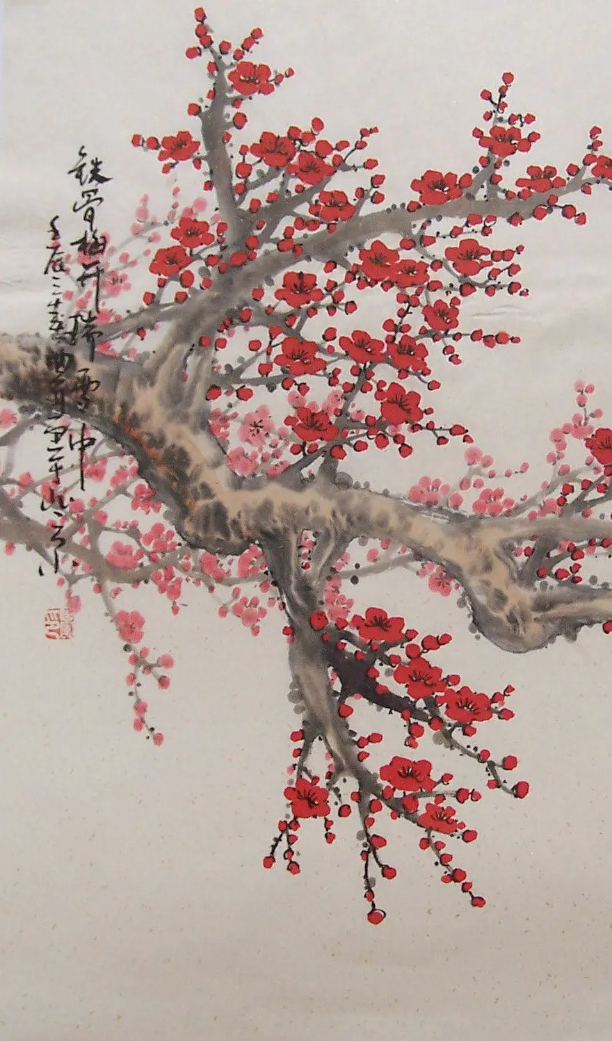 Шелковый плакат с традиционным японским художественным рисунком цветущей вишни