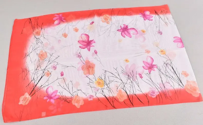 Весенняя двухцветная шелковая сатиновая квадратная лента для волос хиджаб