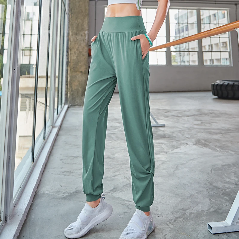 Штаны для йоги свободные Бесшовные Спортивные штаны с высокой талией и контролем