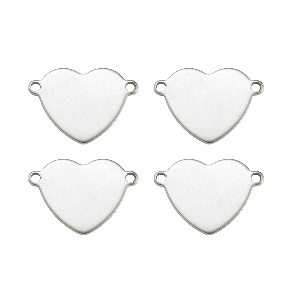 

20Pcs/lot Stainless Steel Heart Charms Connector Width 12mm 20mm For DIY Necklace Bracelets Anklet Jewelery Handmake Findings