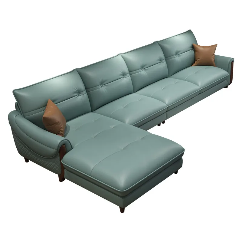 Кожаный комбинированный диван в скандинавском стиле под заказ роскошный кожаная