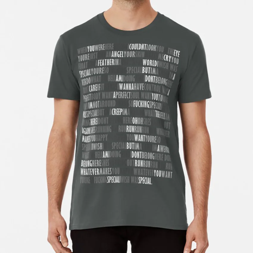 Футболка с круглым вырезом и радиоголовым принтом музыкальная типографика