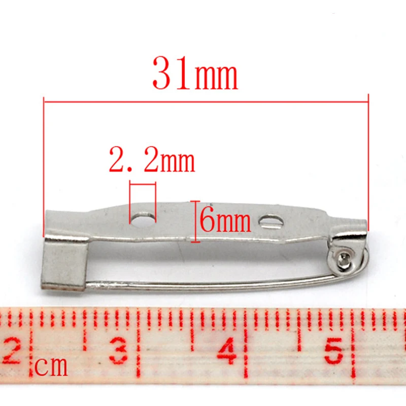 DoreenBeads 100 тусклая серебряная брошь штифты на спинку 31x6 мм (B12460)|color brooch|brooch back barpin pin