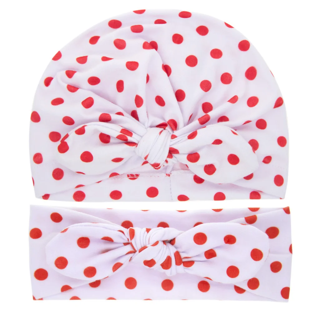 

Newborn Infant Toddler Hairbands Hair Accessories Knotted Rabbit Ear Style Turban Nursery Beanie Headwrap And Headband Set