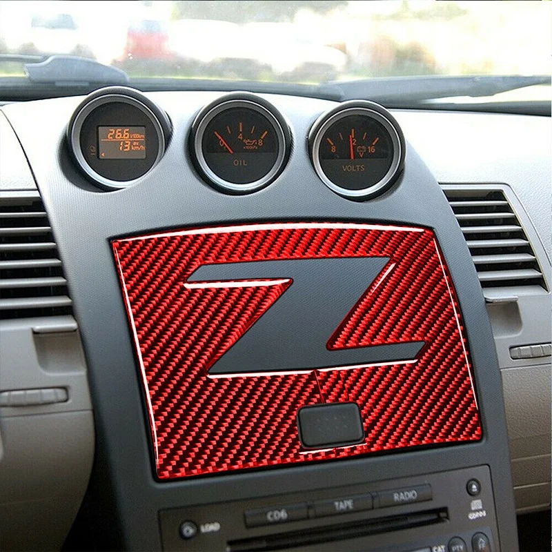 

for Nissan 350Z 2003-2009 GPS Navigation Panel Cover Trim Sticker Interior Accessories Red Carbon Fiber