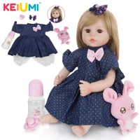 keiumi 2021 new design reborn baby doll soft slicone cloth body stuffed lifelike newborn bebe doll toy for child birthday gifts