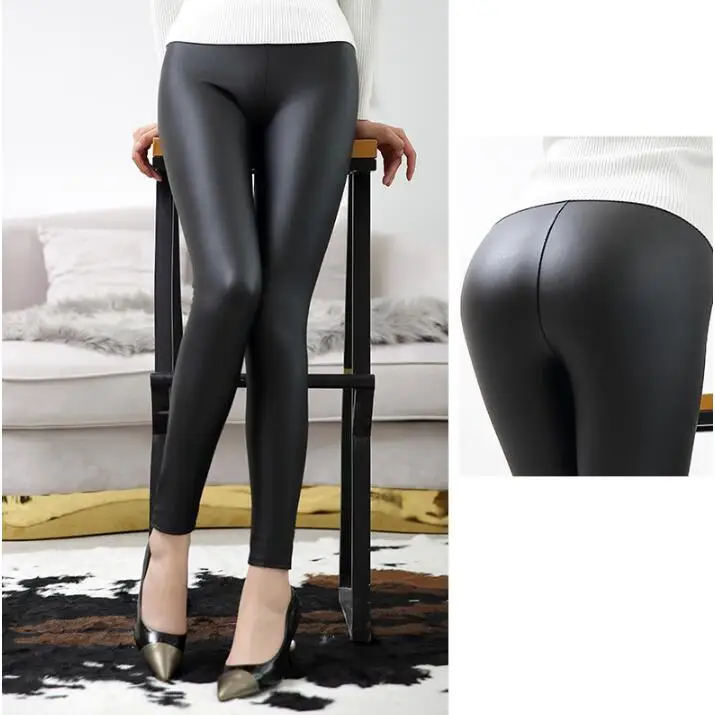 

Autumn Women High Waist Pencil Pants Fashion Winter Casual Leather PU Sashes Sexy Long Trousers Plus Size S-5XL